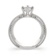 Sabrina Pear Cut Solitaire Hand Engraved Milgrain Engagement Ring Setting - Nivetta